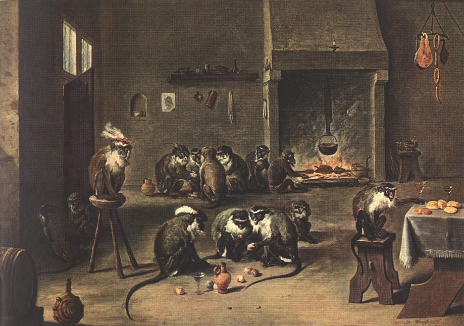 TENIERS, David the Younger Apes in the Kitchen  fdh